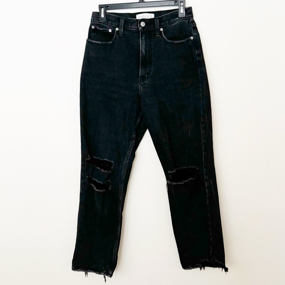 Abercrombie & Fitch Ultra High Rise‎ Jeans Womens Sz 28/6R Black Ankle Straight